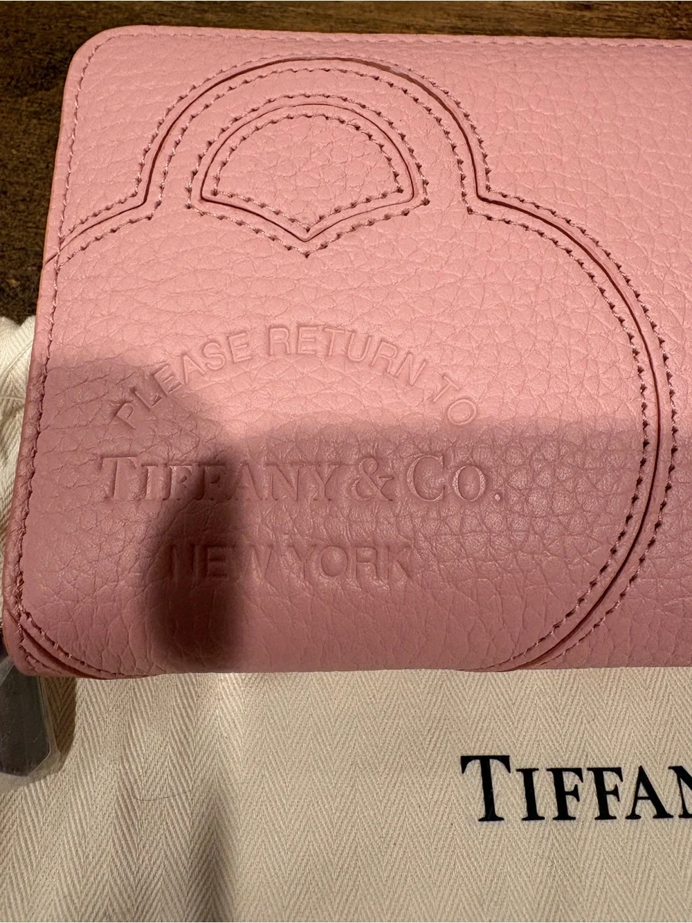 NWT Tiffany & Co. Pink Leather Zip Wallet